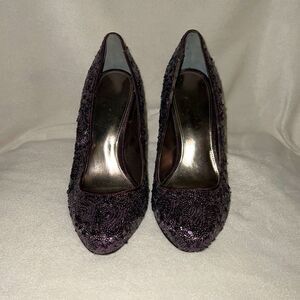 Purple sequins high heels 